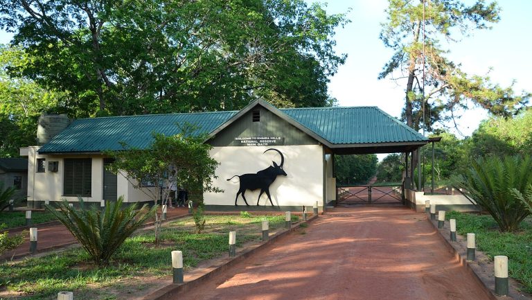 Main gate to the Shimba Hills National Reserve, Kenya