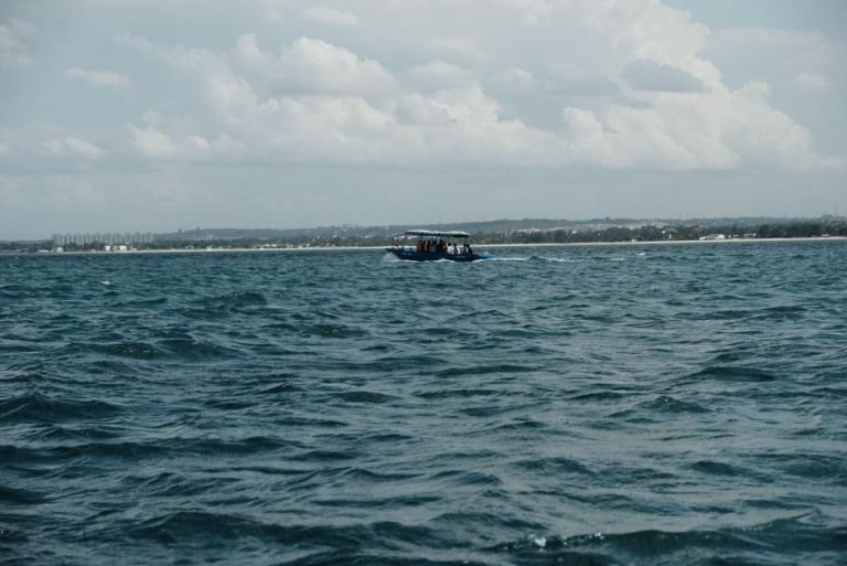 A sightseeing boat on a scenic ocean tour near Dar es Salaam. Perfect for travel and adventure enthusiasts.